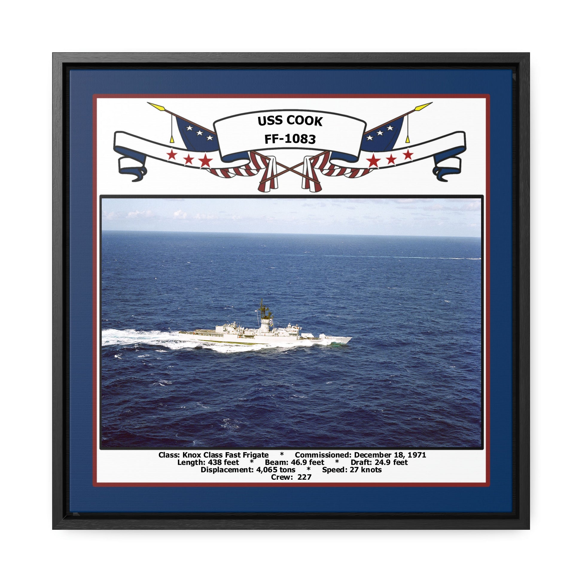 USS Cook FF-1083 Navy Floating Frame Photo Front View
