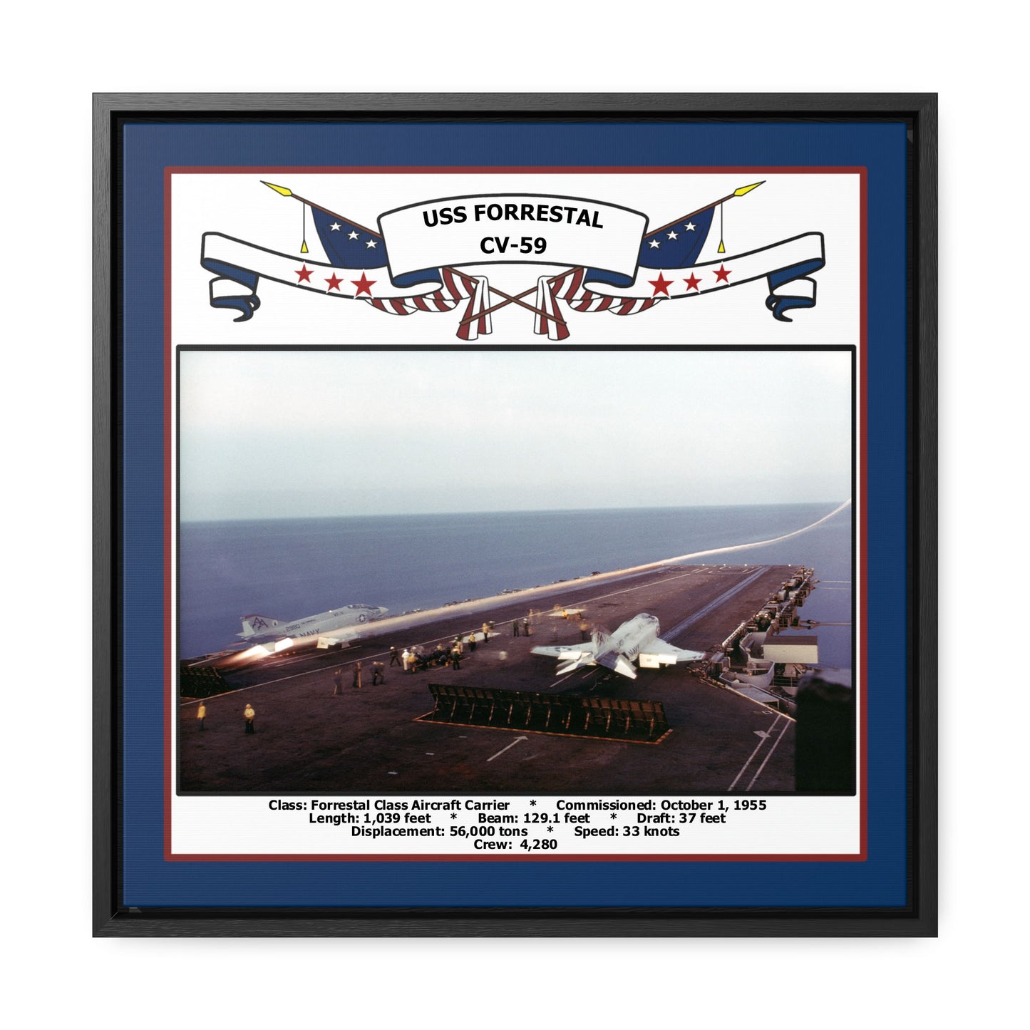 USS Forrestal CV-59 Navy Floating Frame Photo Front View