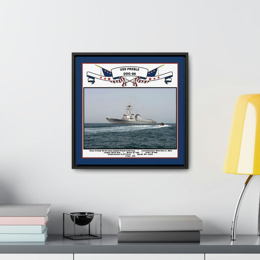 USS Preble DDG-88 Navy Floating Frame Photo Desk View