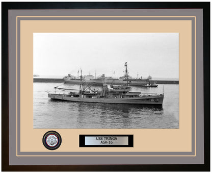 USS TRINGA ASR-16 Framed Navy Ship Photo Grey