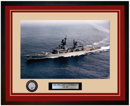 USS WILLIAM H STANDLEY CG-32 Framed Navy Ship Photo Burgundy