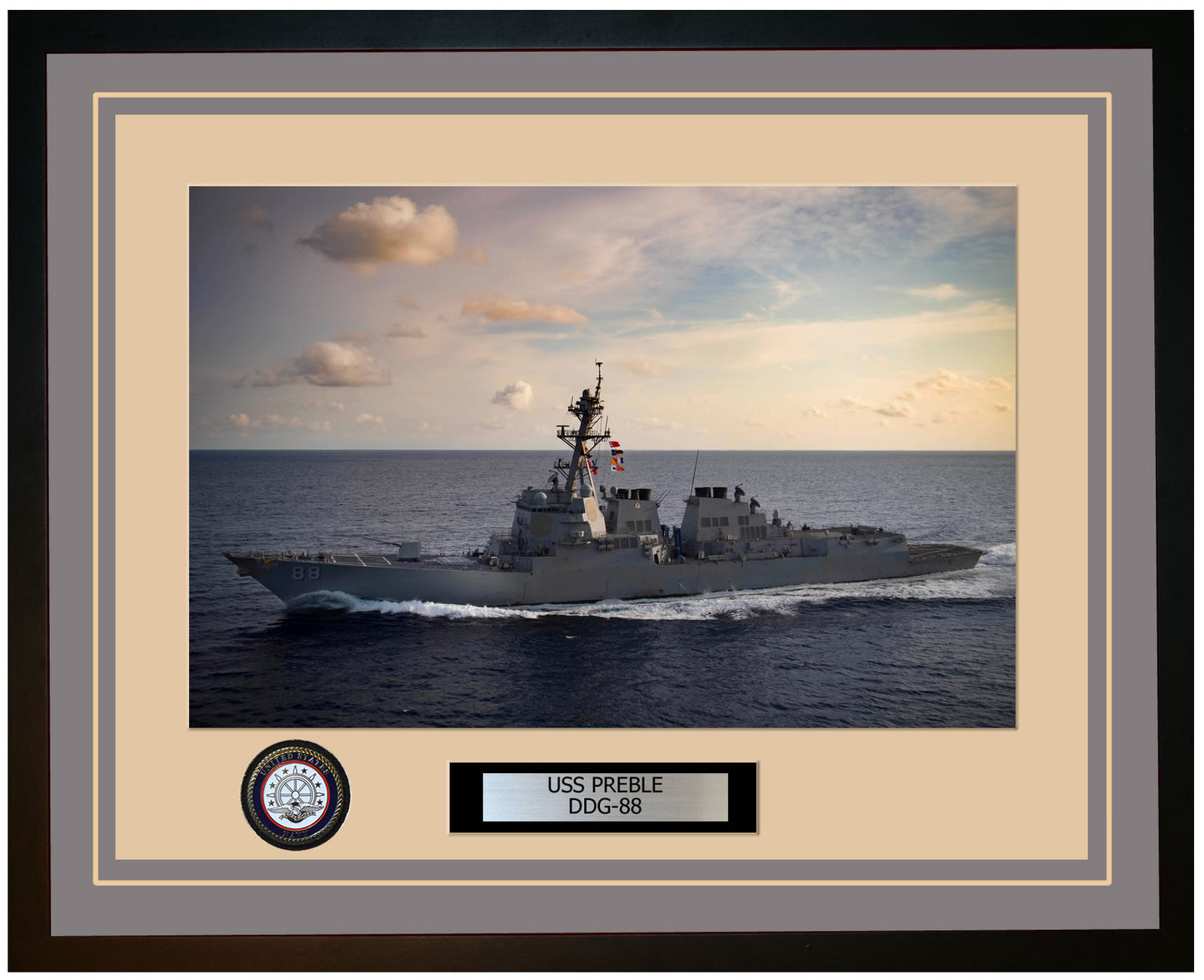 USS PREBLE DDG-88 Framed Navy Ship Photo Grey