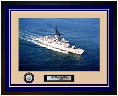 USS MCCANDLESS FF-1084 Framed Navy Ship Photo Blue