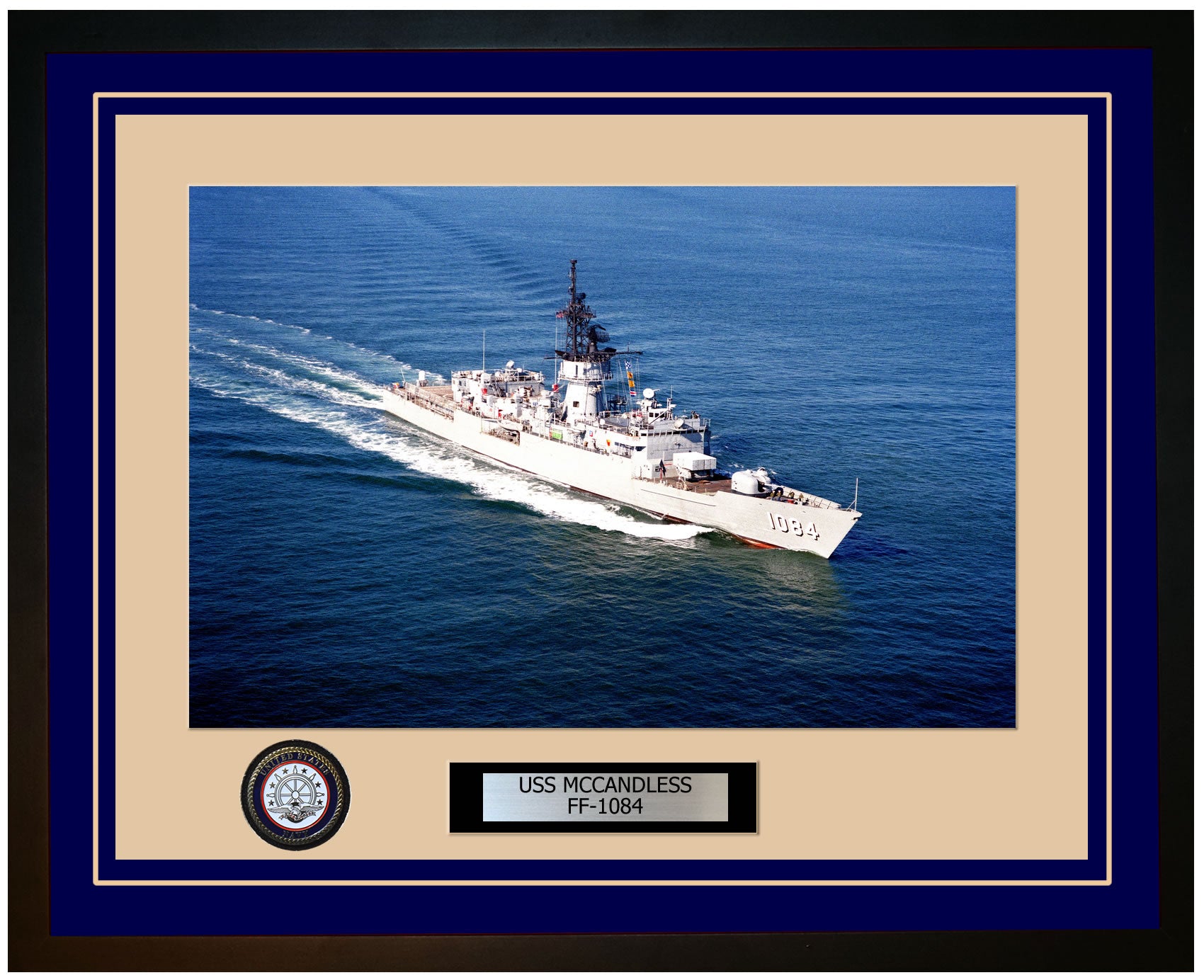 USS MCCANDLESS FF-1084 Framed Navy Ship Photo Blue