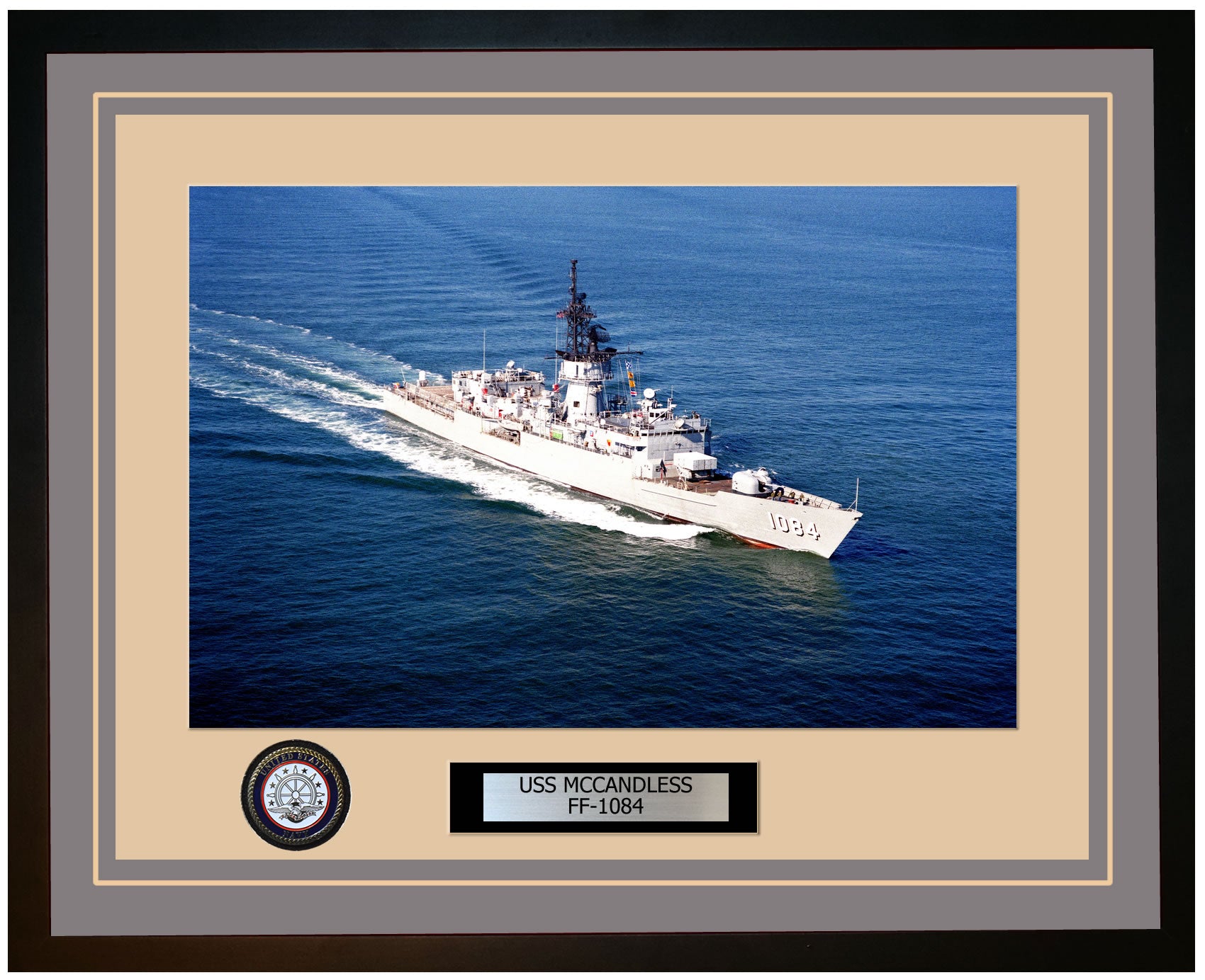 USS MCCANDLESS FF-1084 Framed Navy Ship Photo Grey