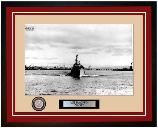USS Blackfin SS-322 Framed Navy Ship Photo Burgundy