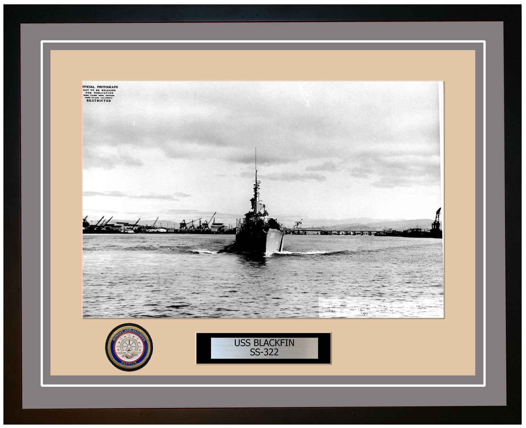 USS Blackfin SS-322 Framed Navy Ship Photo Grey