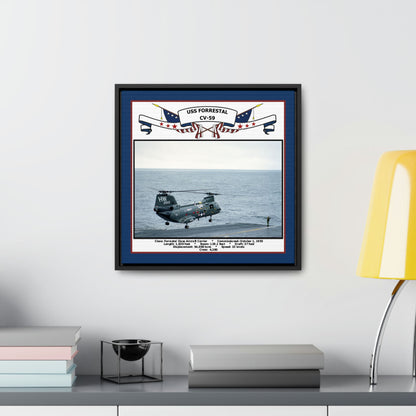 USS Forrestal CV-59 Navy Floating Frame Photo Desk View