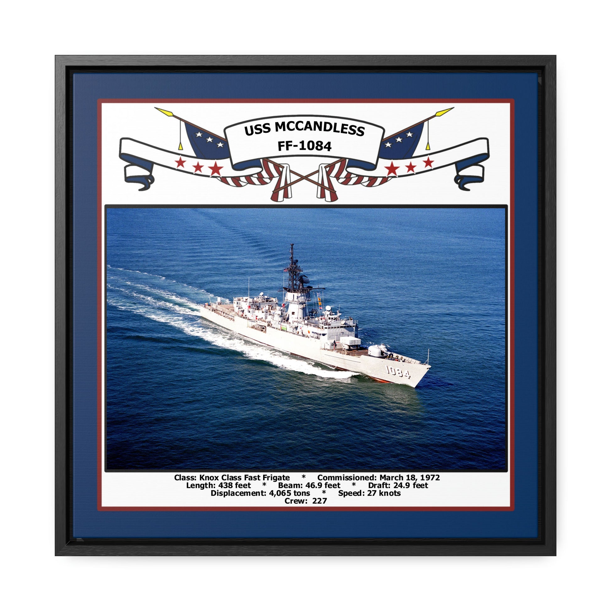 USS Mccandless FF-1084 Navy Floating Frame Photo Front View