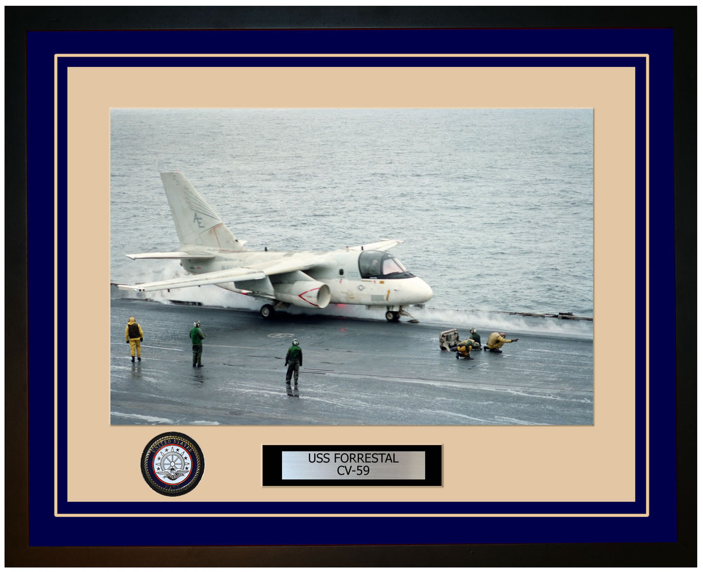 USS FORRESTAL CV-59 Framed Navy Ship Photo Blue