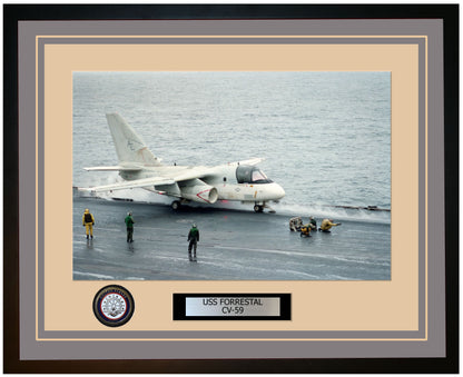 USS FORRESTAL CV-59 Framed Navy Ship Photo Grey
