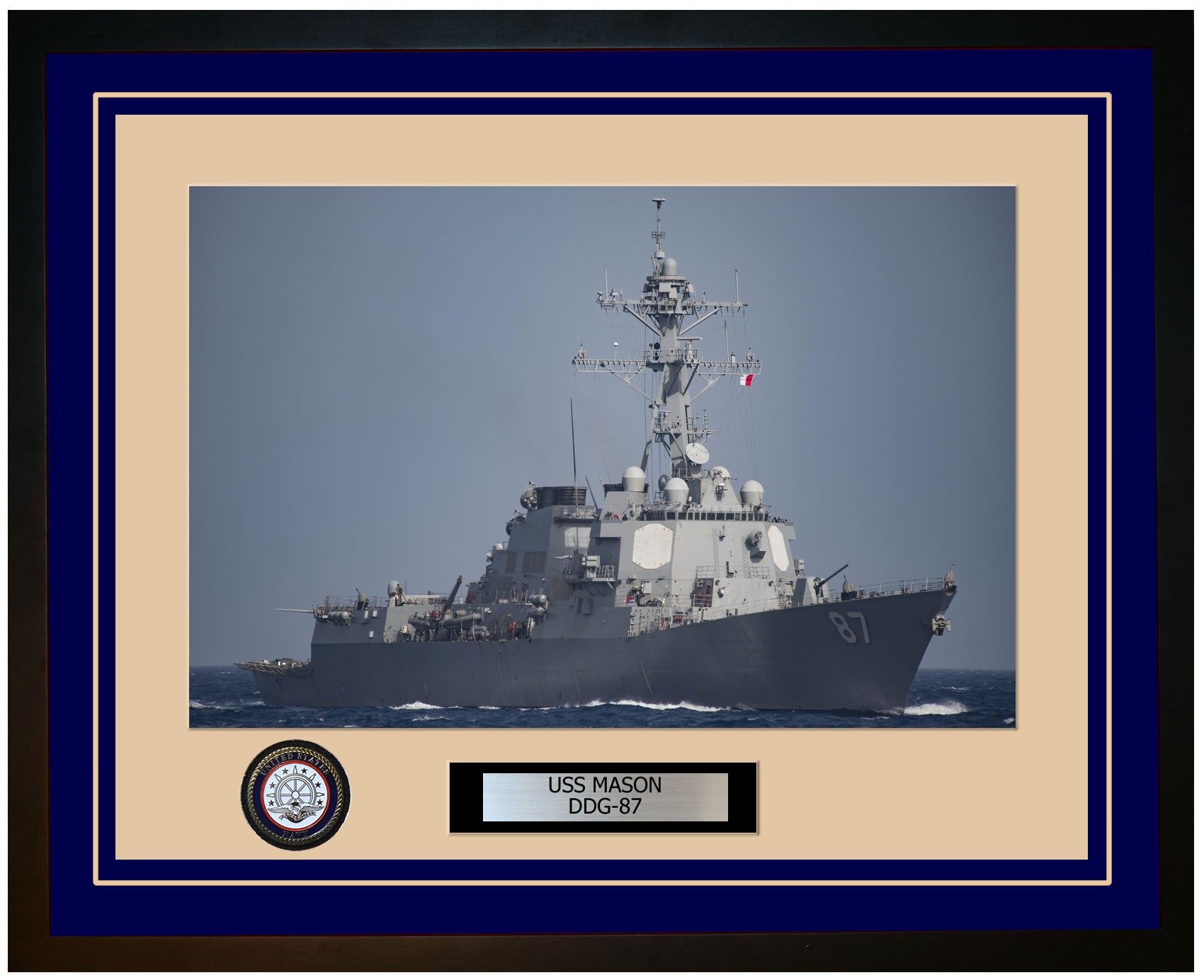 USS MASON DDG-87 Framed Navy Ship Photo Blue