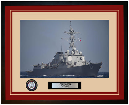 USS MASON DDG-87 Framed Navy Ship Photo Burgundy