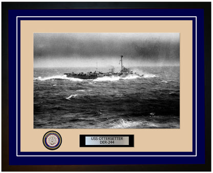 USS Ottersetter DER-244 Framed Navy Ship Photo Blue