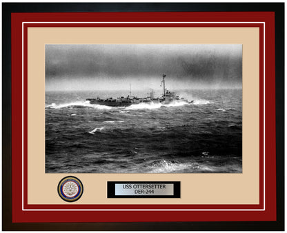 USS Ottersetter DER-244 Framed Navy Ship Photo Burgundy
