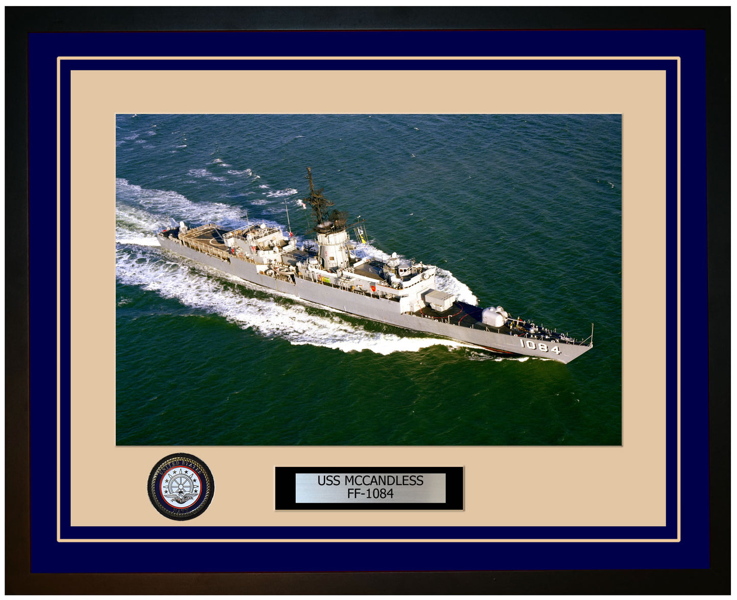 USS MCCANDLESS FF-1084 Framed Navy Ship Photo Blue