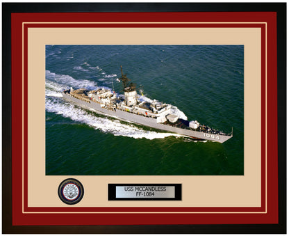 USS MCCANDLESS FF-1084 Framed Navy Ship Photo Burgundy