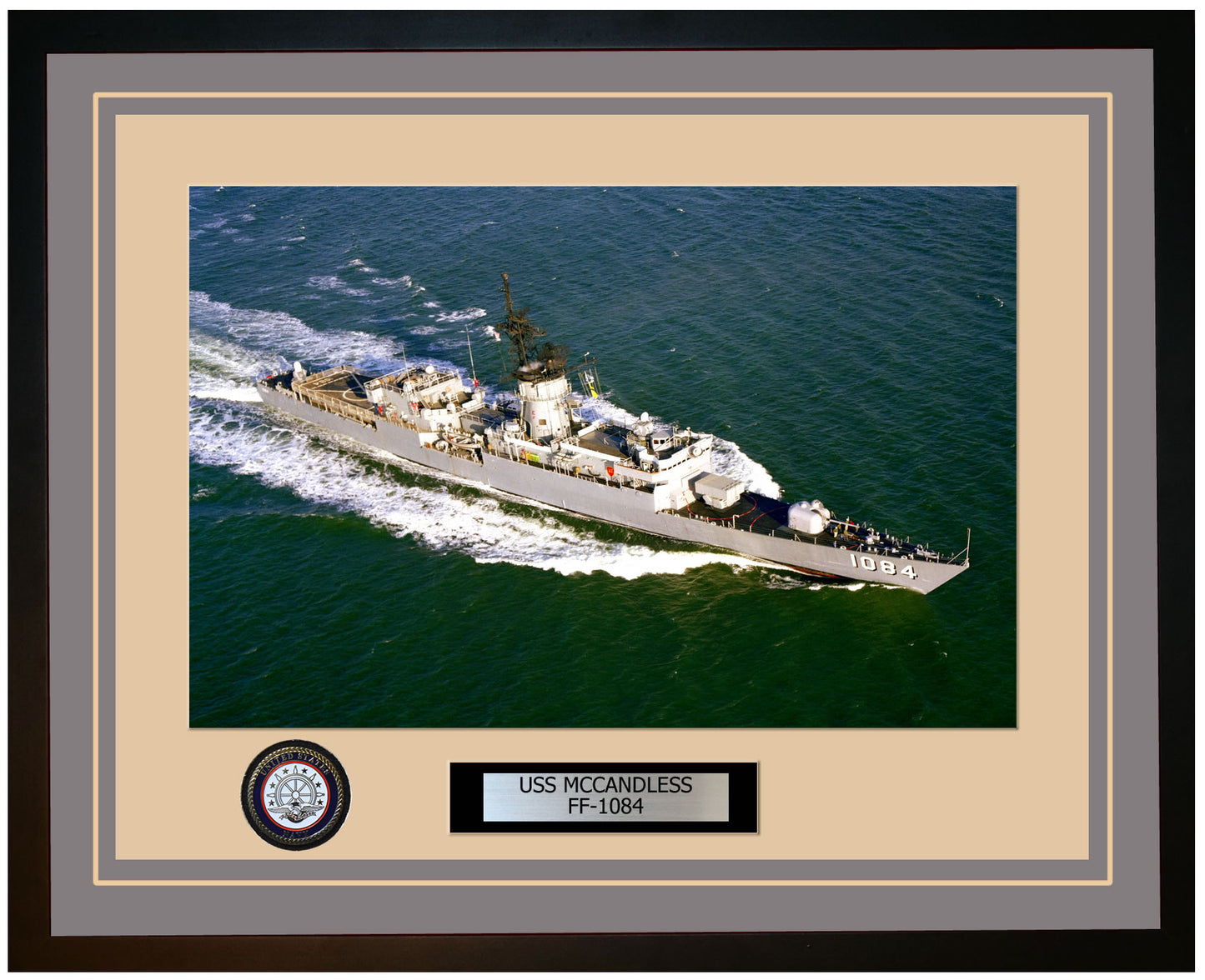 USS MCCANDLESS FF-1084 Framed Navy Ship Photo Grey