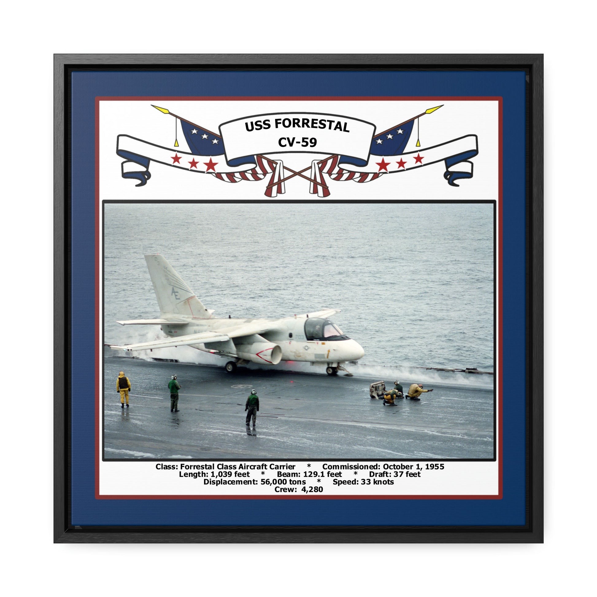 USS Forrestal CV-59 Navy Floating Frame Photo Front View