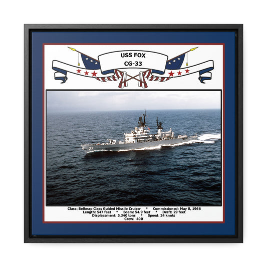 USS Fox CG-33 Navy Floating Frame Photo Front View