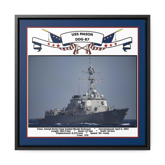 USS Mason DDG-87 Navy Floating Frame Photo Front View