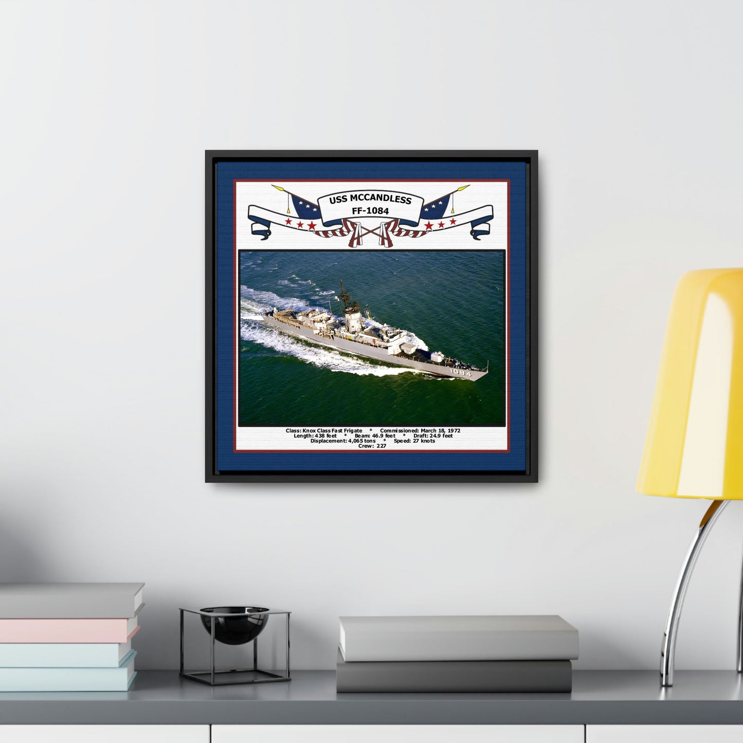 USS Mccandless FF-1084 Navy Floating Frame Photo Desk View