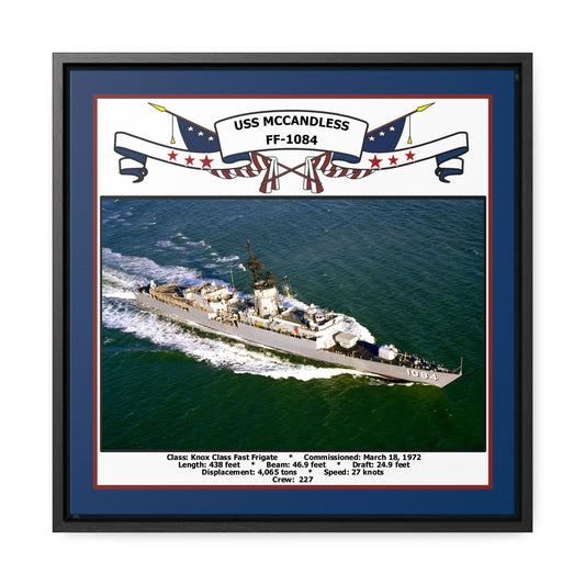 USS Mccandless FF-1084 Navy Floating Frame Photo Front View