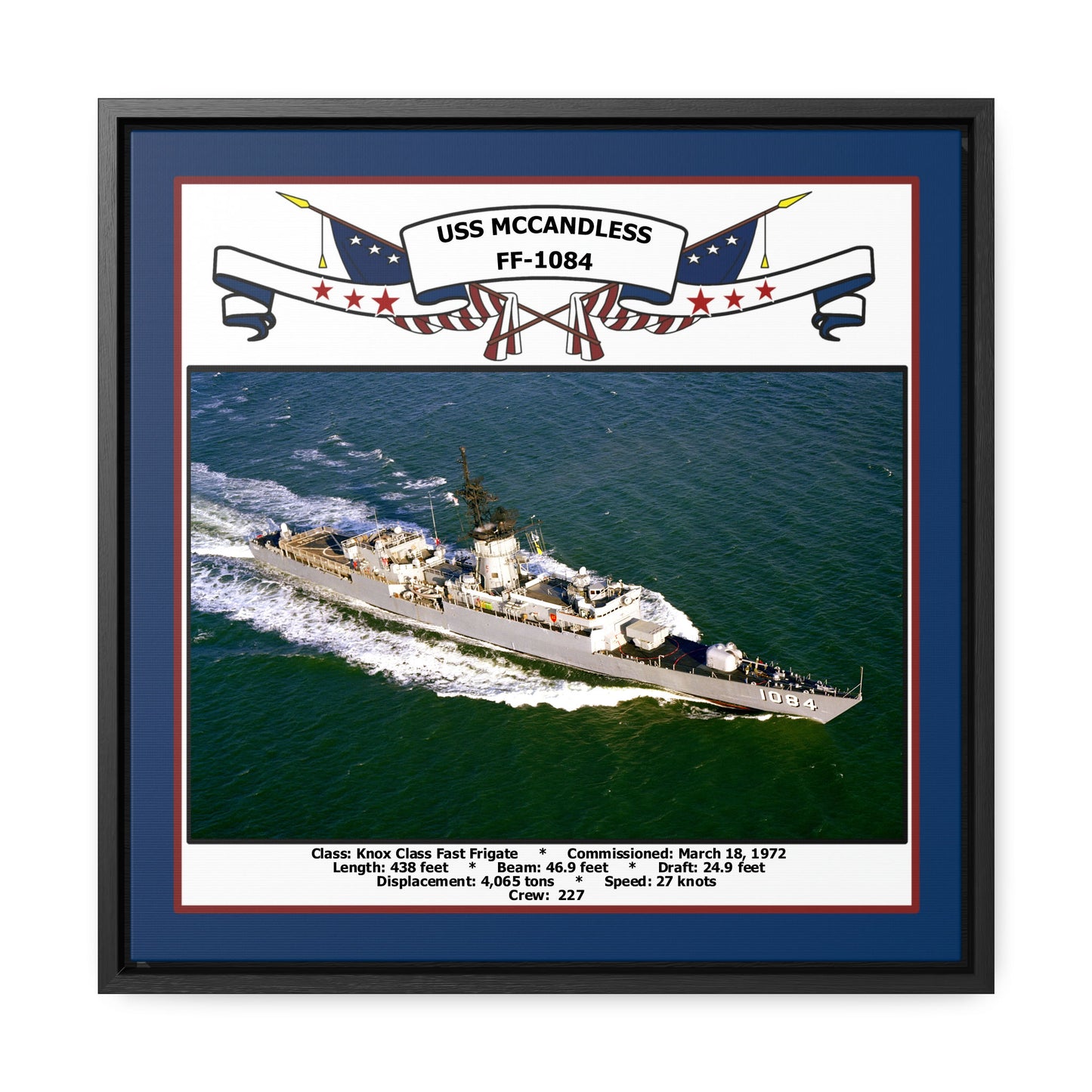 USS Mccandless FF-1084 Navy Floating Frame Photo Front View
