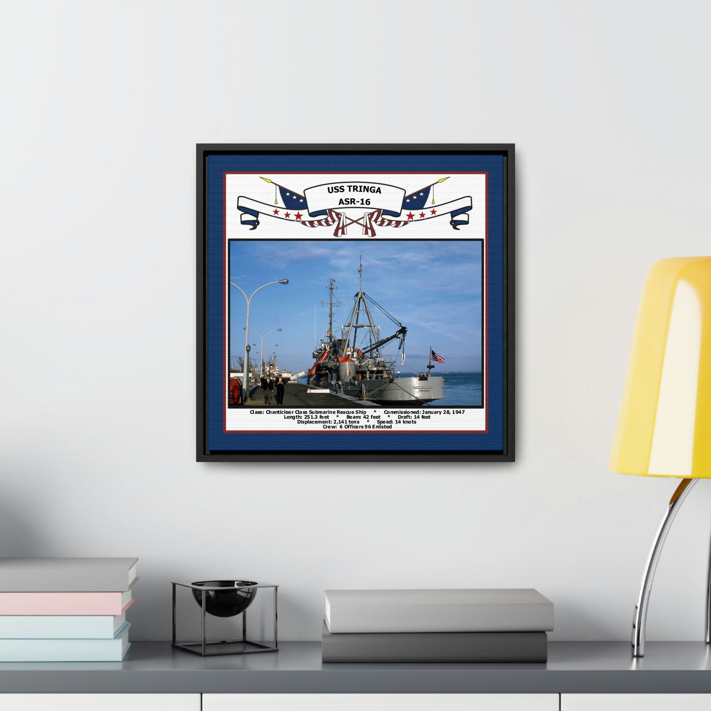 USS Tringa ASR-16 Navy Floating Frame Photo Desk View