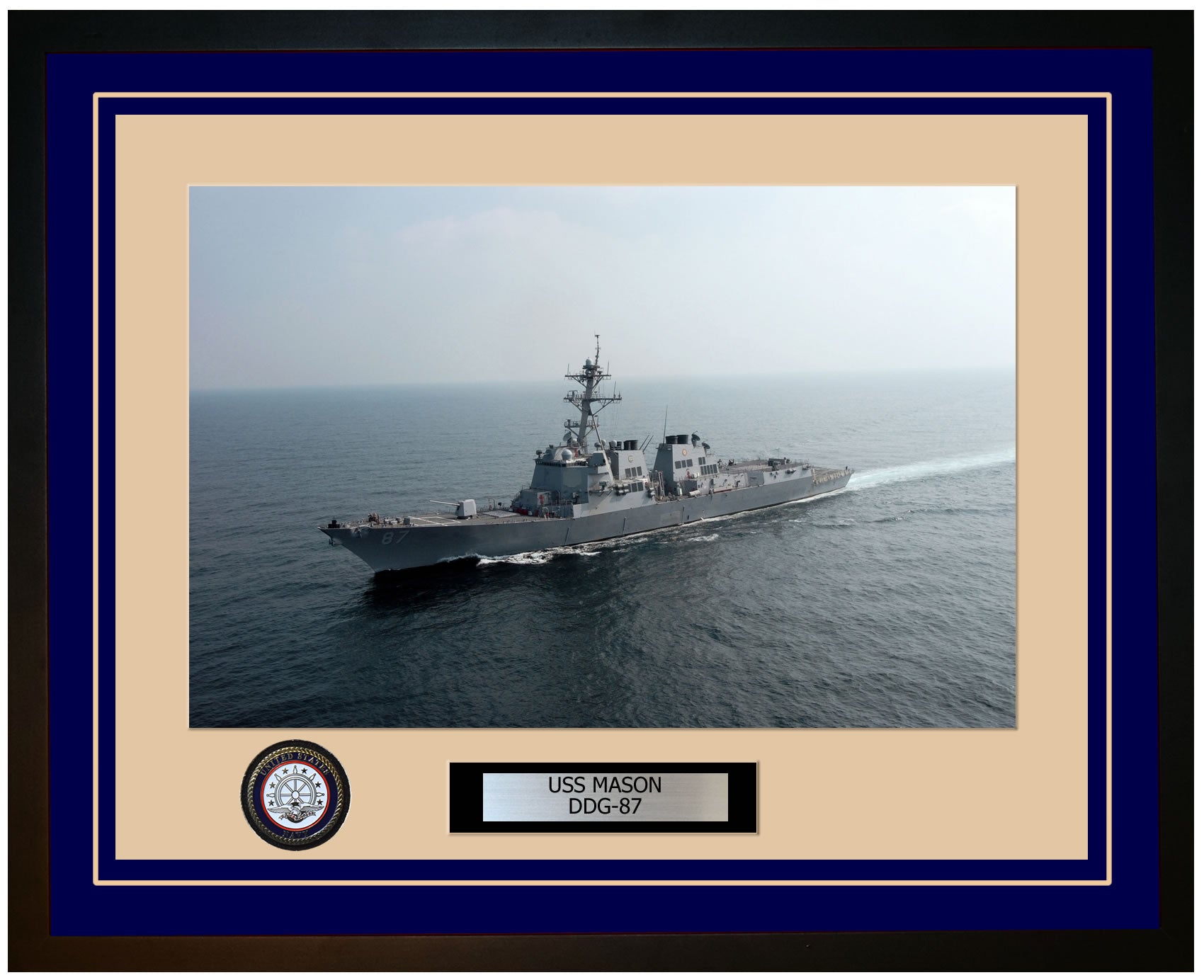 USS MASON DDG-87 Framed Navy Ship Photo Blue