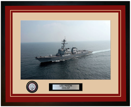 USS MASON DDG-87 Framed Navy Ship Photo Burgundy