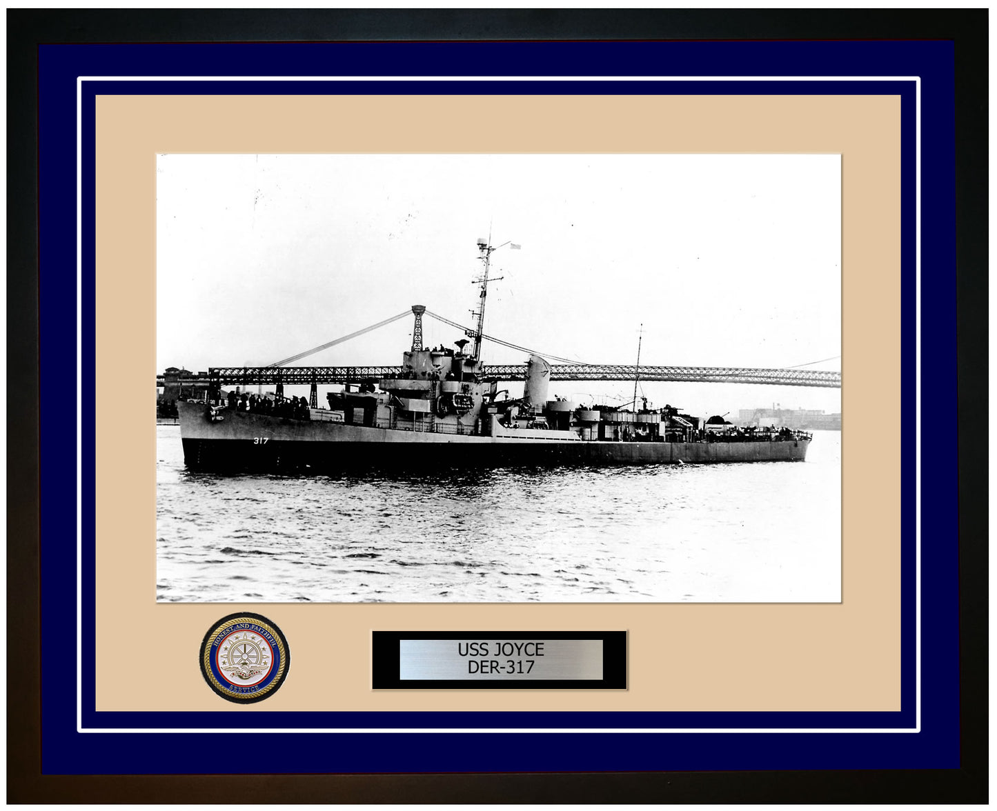 USS Joyce DER-317 Framed Navy Ship Photo Blue
