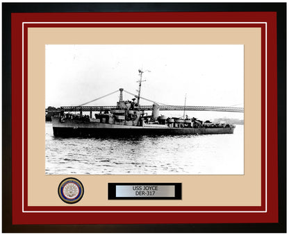 USS Joyce DER-317 Framed Navy Ship Photo Burgundy