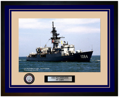 USS MCCANDLESS FF-1084 Framed Navy Ship Photo Blue