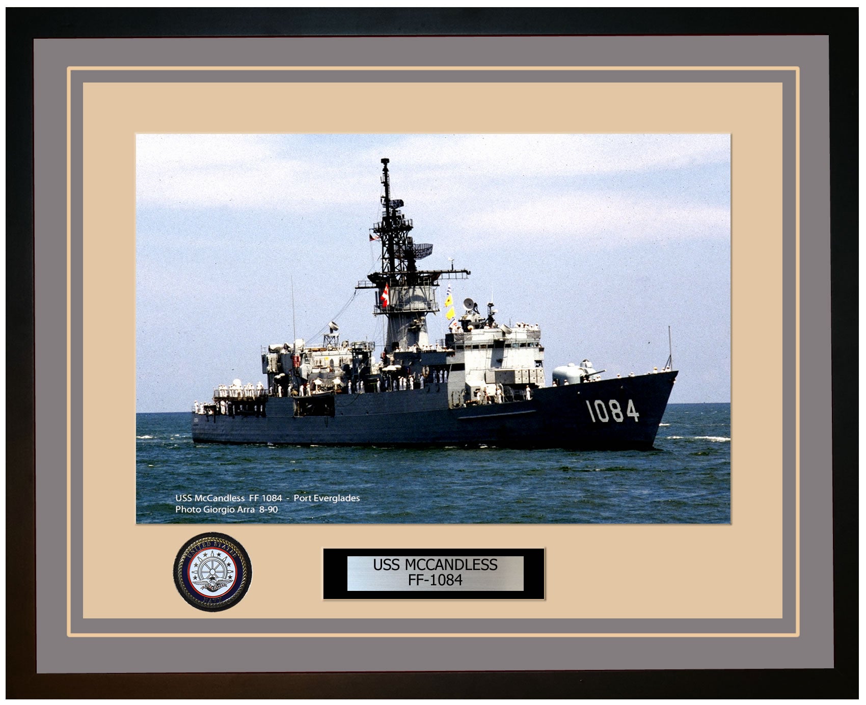 USS MCCANDLESS FF-1084 Framed Navy Ship Photo Grey