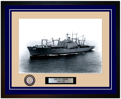 USS St. Louis LKA-116 Framed Navy Ship Photo Blue