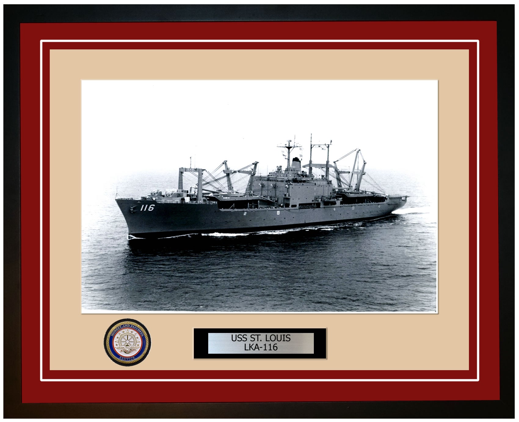 USS St. Louis LKA-116 Framed Navy Ship Photo Burgundy