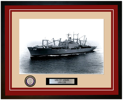 USS St. Louis LKA-116 Framed Navy Ship Photo Burgundy