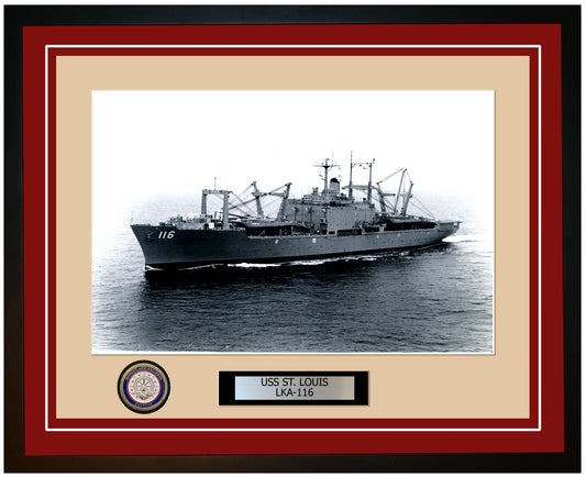 USS St. Louis LKA-116 Framed Navy Ship Photo Burgundy