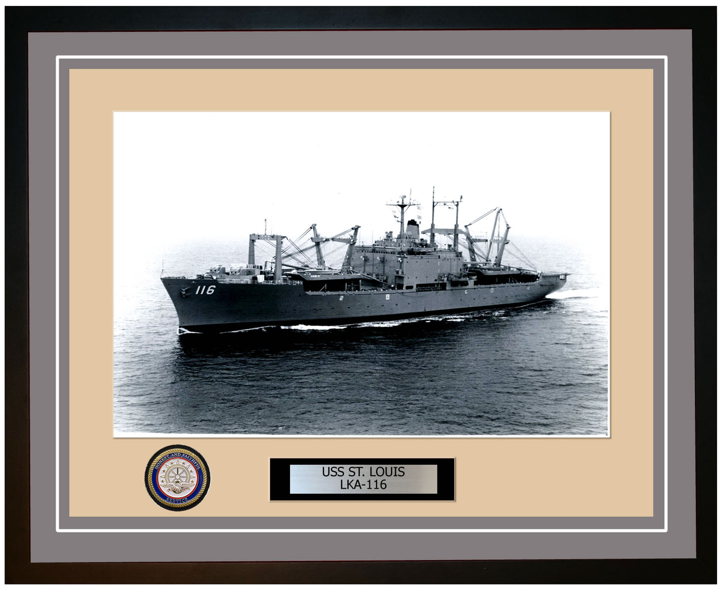 USS St. Louis LKA-116 Framed Navy Ship Photo Grey