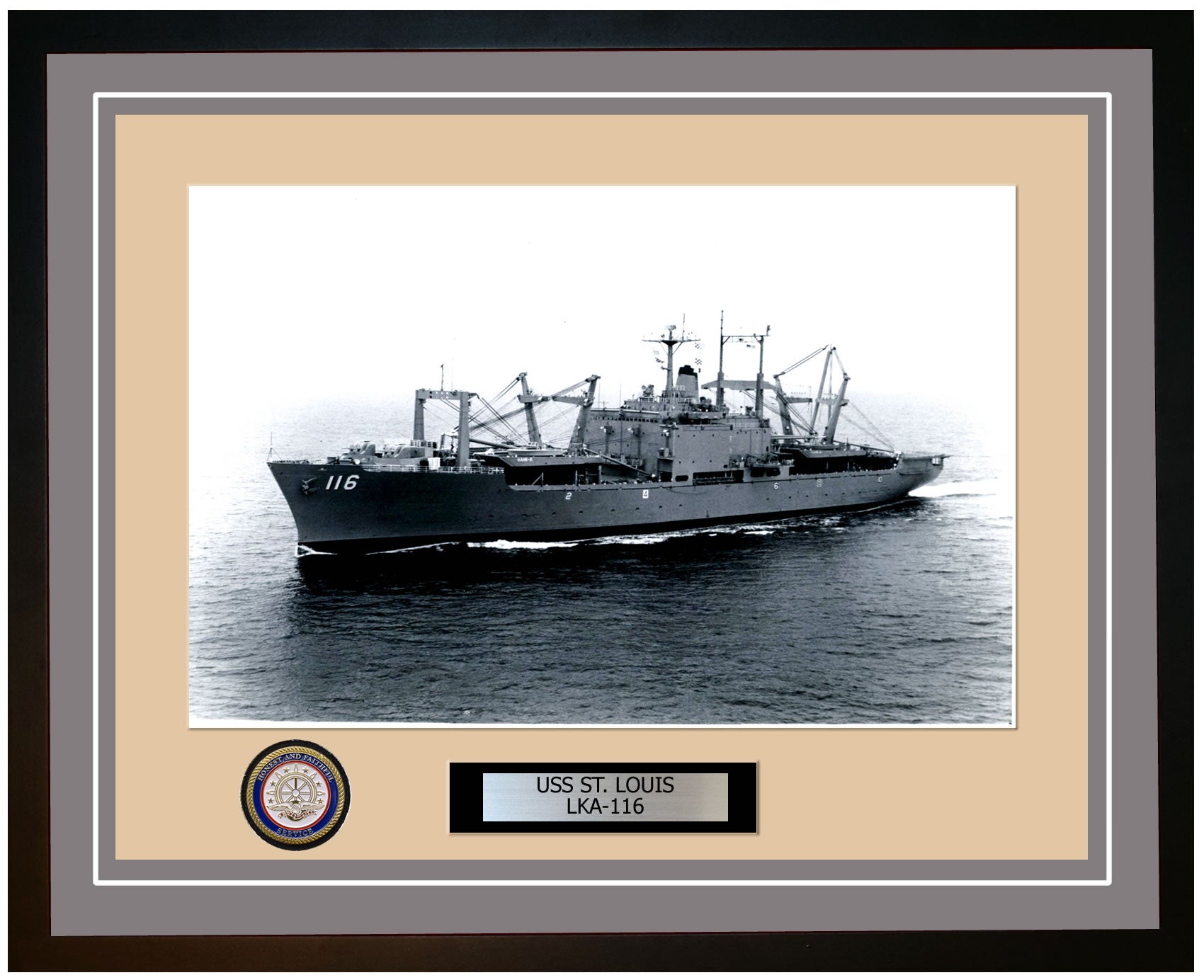 USS St. Louis LKA-116 Framed Navy Ship Photo Grey