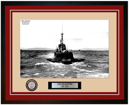 USS Blackfin SS-322 Framed Navy Ship Photo Burgundy
