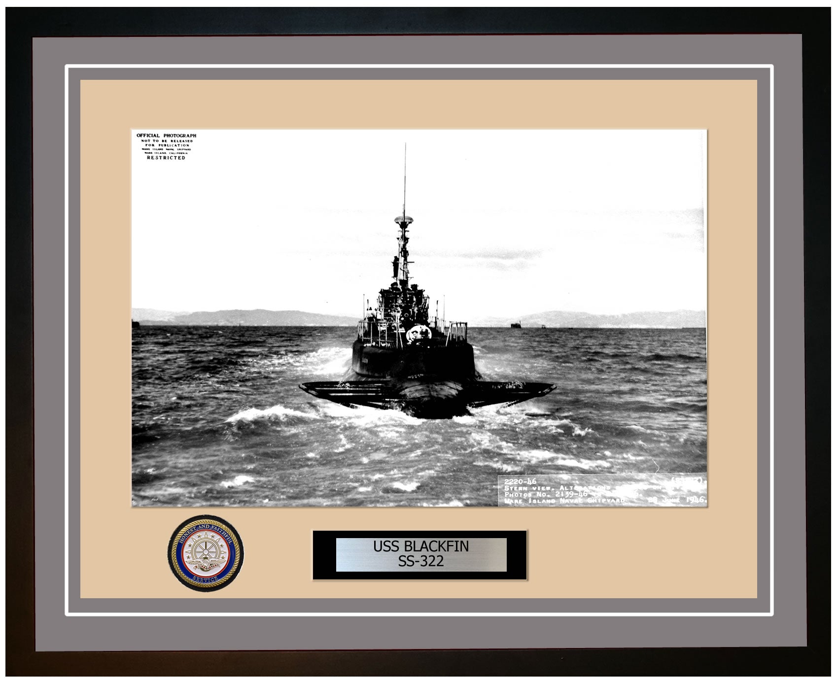 USS Blackfin SS-322 Framed Navy Ship Photo Grey