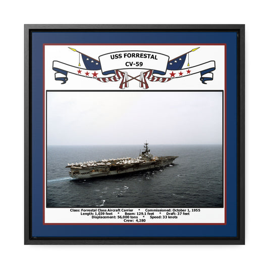 USS Forrestal CV-59 Navy Floating Frame Photo Front View