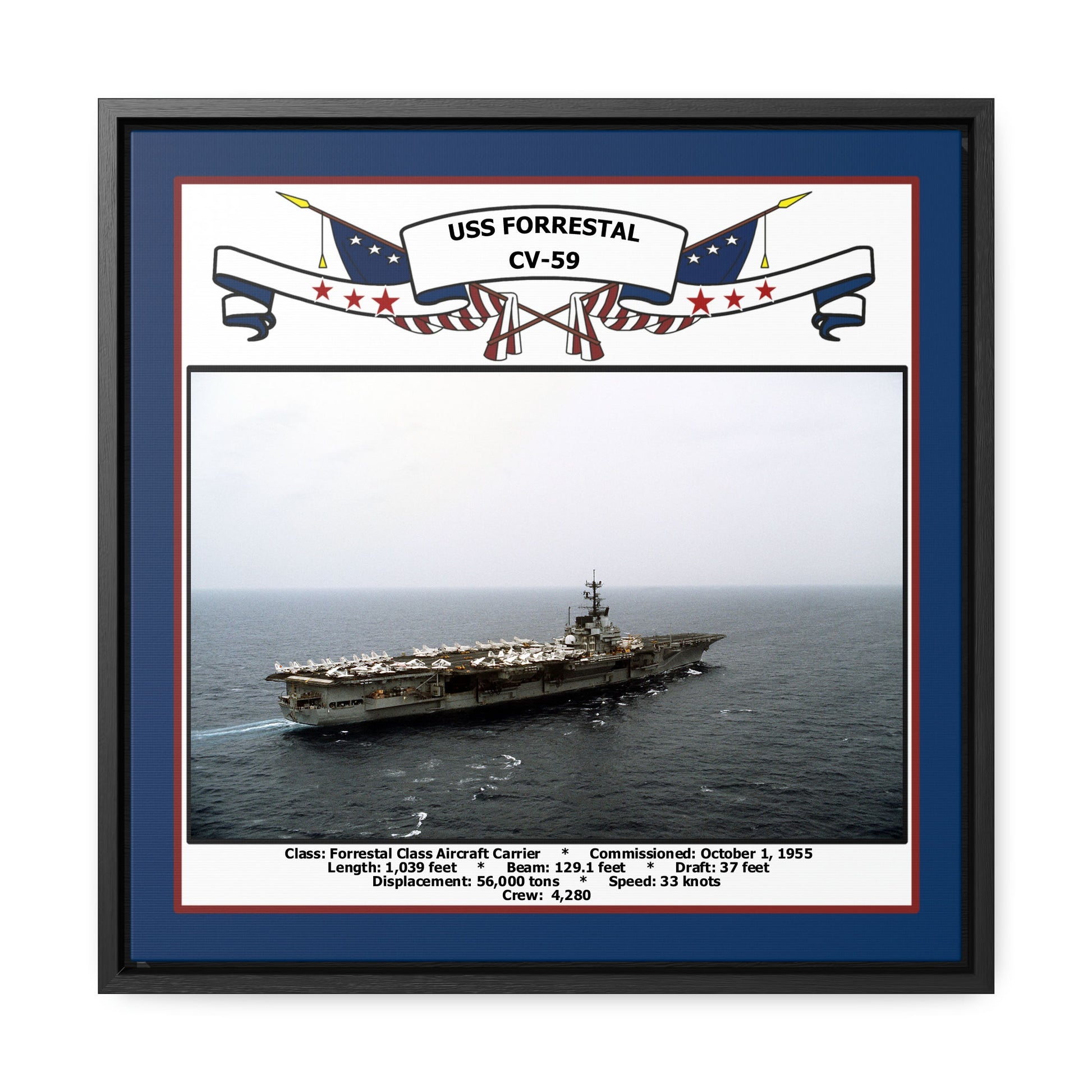 USS Forrestal CV-59 Navy Floating Frame Photo Front View