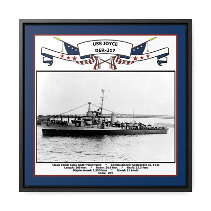 USS Joyce DER-317 Navy Floating Frame Photo Front View