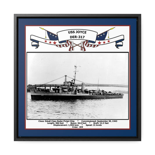 USS Joyce DER-317 Navy Floating Frame Photo Front View