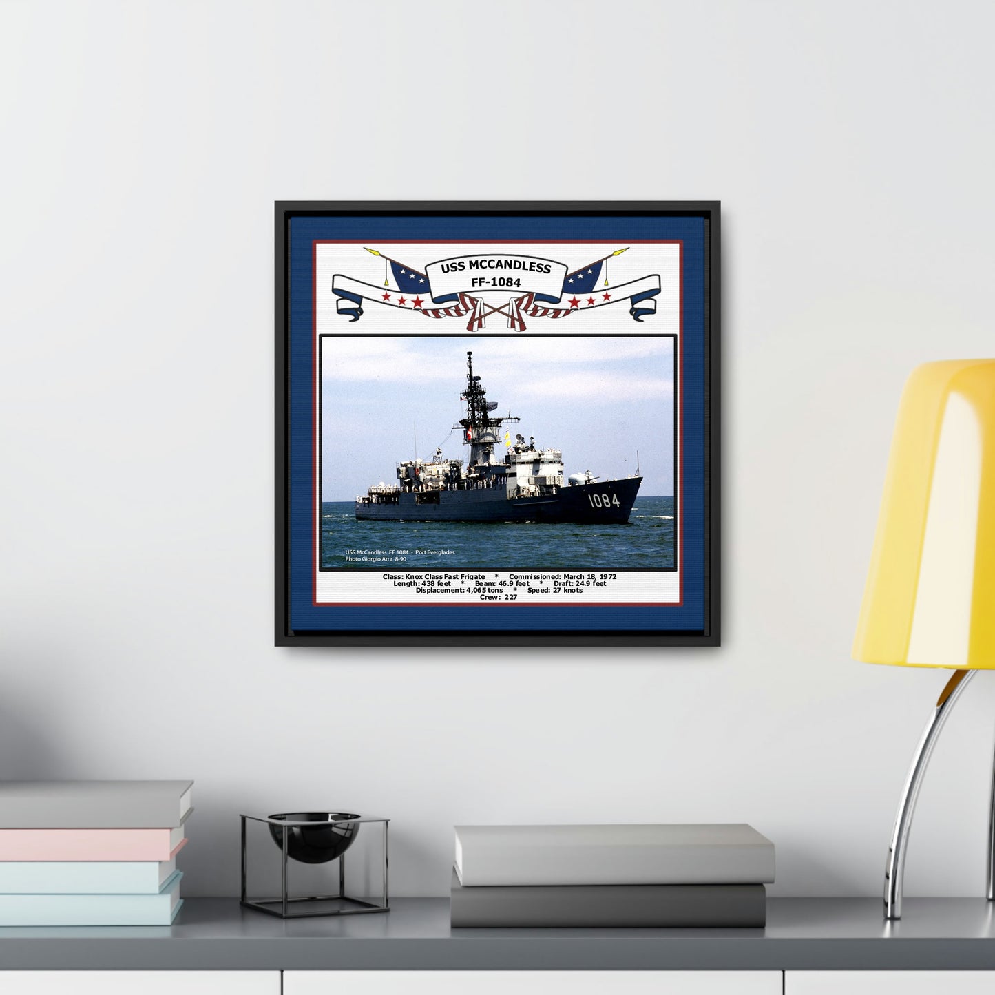 USS Mccandless FF-1084 Navy Floating Frame Photo Desk View