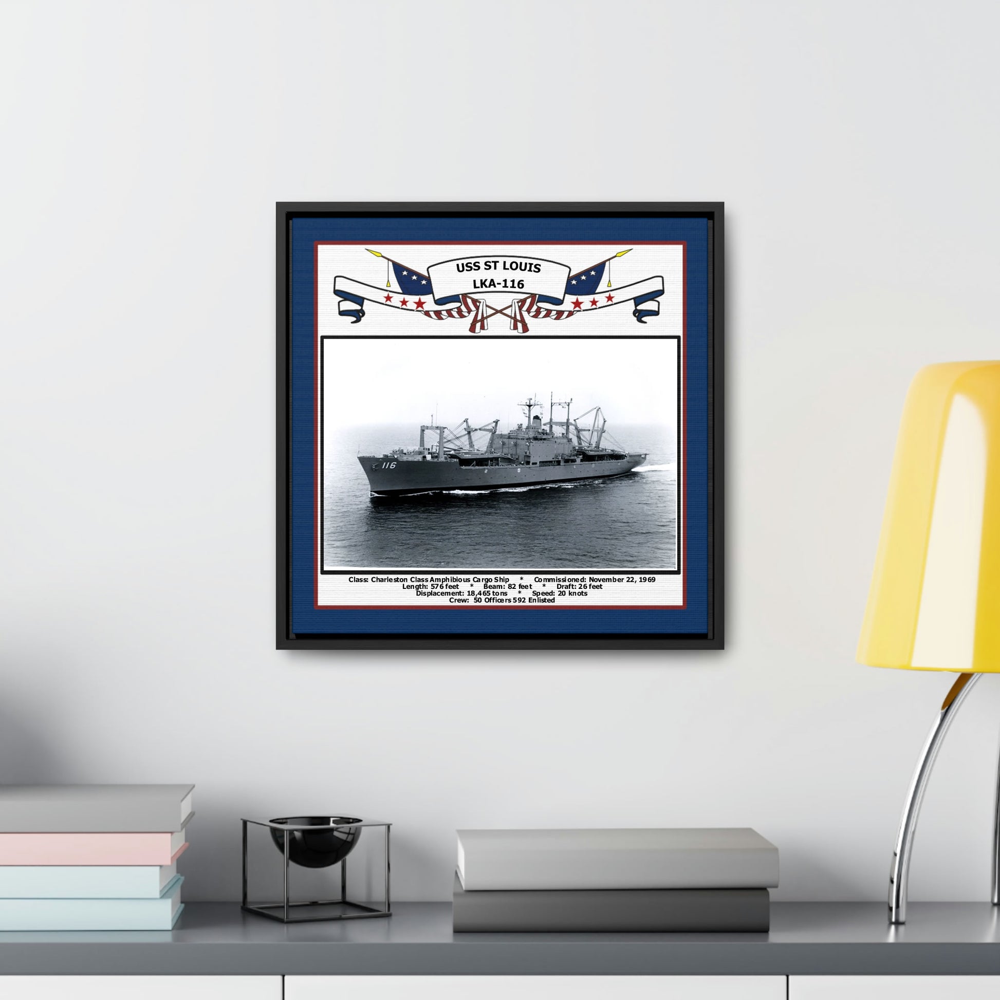 USS St Louis LKA-116 Navy Floating Frame Photo Desk View