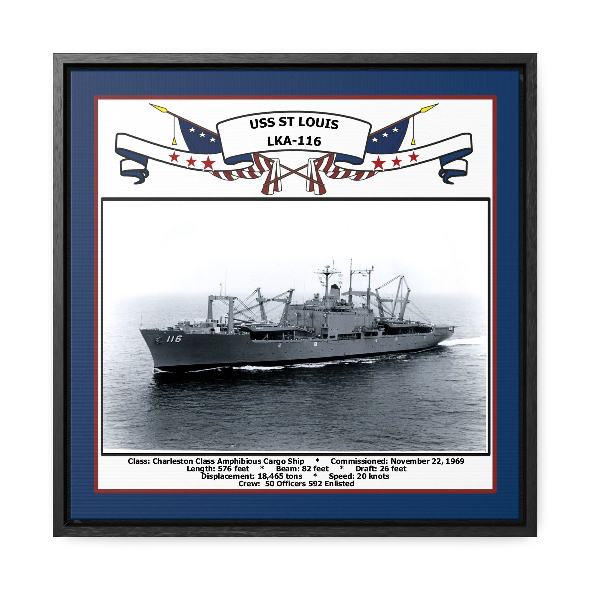 USS St Louis LKA-116 Navy Floating Frame Photo Front View